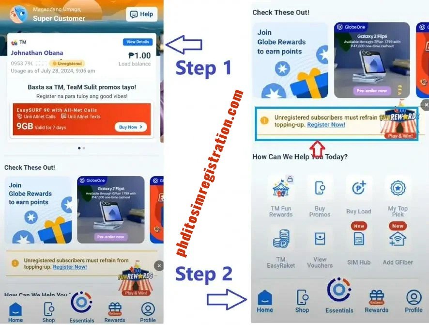 Registration via GlobeOne App