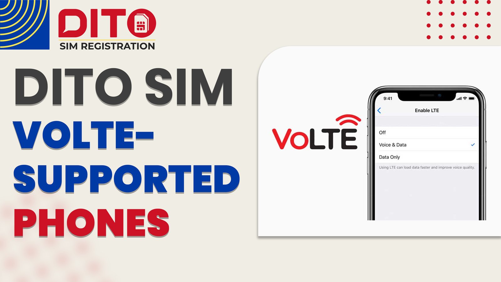 DITO VoLTE Supported Phones