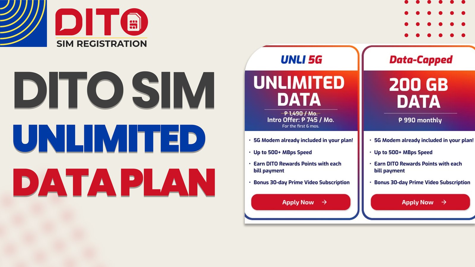 DITO unlimited data plan